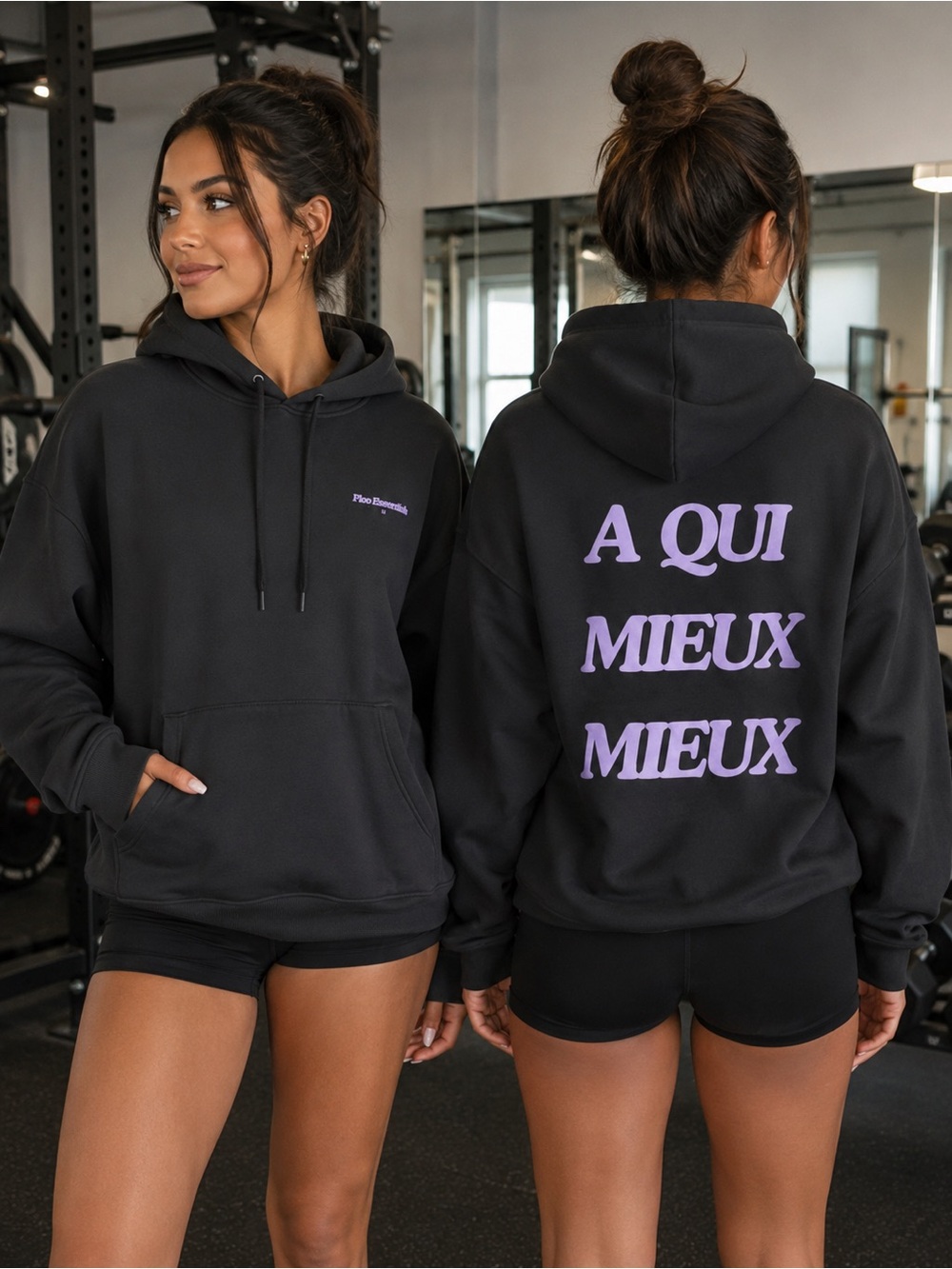F052. FLEO | Essence Hoodie Sweatshirt - Black - M